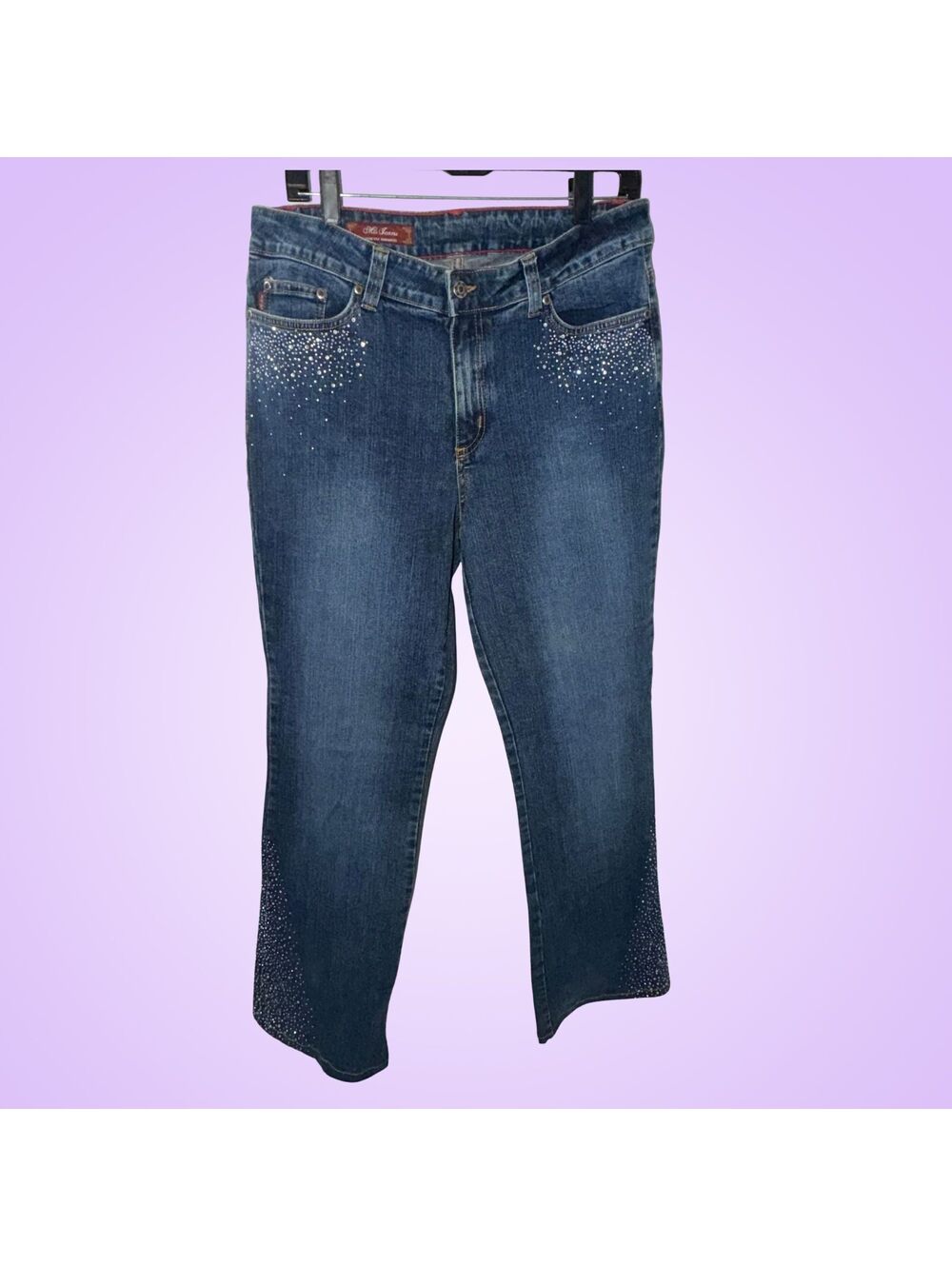 Mu Jeans Size 16 Dark Wash Rhinestone Embellished Bootcut Y2K Denim Jeans